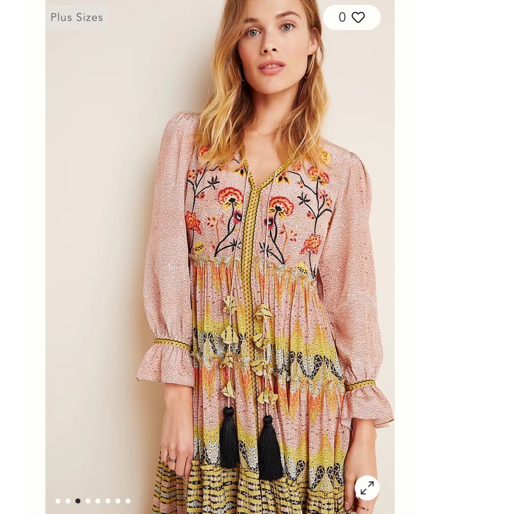 Bhanuni by Jyoti Anthropologie Giorgia Maxi Dress Size 8 boho embroidered - Picture 4 of 15